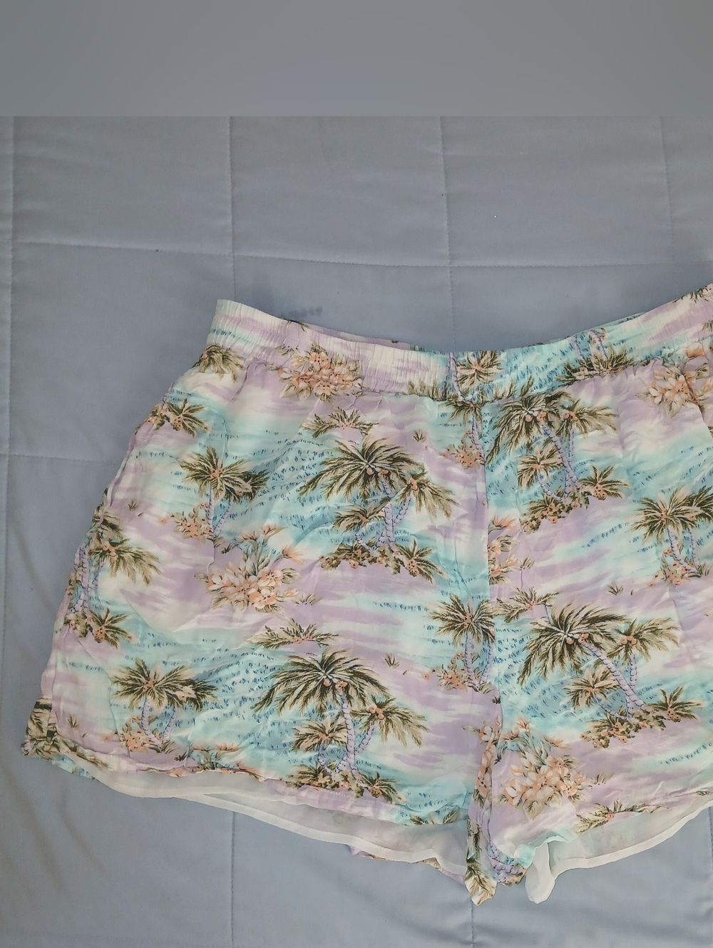 American Eagle Tropical Pastel Palm Print Women’s Shorts Lined 1X